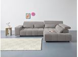 Ecksofa COTTA "Orion L-Form, B: 310 cm", grau (stone), B:310cm H:70cm T:225cm, 100% Polyester, Sofas, Ecksofa, Kopfteilverstellung & 5 Nierenkissen