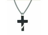 Kreuzkette ADELIA´S "Halskette - Herren Edelstahl Kreuzkette mit Kreuz Anhänger aus", silber, Halsketten, Herren, Edelstahl, Kreuzkette, Schmuckset mit bis 45 cm stufenlos verstellbarer 925 Silber Halskette