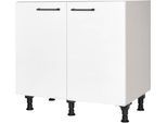 Spülenschrank NOBILIA "MIAMI", vormontiert, mit höhenverstellbaren Sockelfüßen", weiß (front: seidengrau korpus: seidengrau), B:90cm H:87cm T:58,3cm, Schränke, Spülenschrank, Breite 90 cm