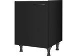 Spülenschrank NOBILIA "MIAMI", Ausrichtung wählbar, vormontiert, in den Breiten", front: schwarz supermatt korpus: schwarz, B:60cm H:87cm T:58,3cm, Schränke, Spülenschrank, 45 und 60 cm, mit höhenverstellbaren Sockelfüßen