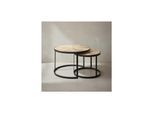 KADIMA DESIGN Couchtisch-Set ESINO: Industrie-Stil, 2 Größen, massives Holz und Metall, platzsparend, handgefertigt.