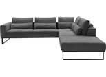 Ecksofa MUSTERRING "JustB PM100 Federkern & Kaltschaum, bequem, Breite 308cm, L-Form", grau, B:308cm H:88cm T:200cm, 85% Polyester, 15% Viskose, Sofas, Ecksofa, mit Sitztiefenverstellung und Kissen, mit Metallkufe, Maße 290x308 cm