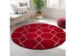 Muratap Trellis uni rond effen laagpolig vloerkleed modern 200 cm rond