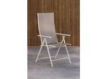 Gartenstuhl VENTURE HOME "Levanzo, 2er-Set Gartenstühle klappbar, belastbar bis 110 kg", beige, beige, beige, B:56cm H:108cm T:59cm, PVC, Stahl, Stühle, Gartenstuhl, Stuhlset, Stahlrahmen, Textilene-Sitz, klappbar, verstellbare Lehne