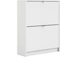Schuhschrank HOME AFFAIRE "Shoes Schuhaufbewahrung, Schuhkommode, Schuhregal", weiß, B:70,3cm H:85,2cm T:24,05cm, FSC-zertifizierter Holzwerkstoff, Schränke, Schuhschrank, mit zwei Klappen, 2 Böden, Höhe 85 cm, ca. 12 Paar Schuhe