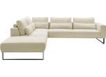 Ecksofa MUSTERRING "JustB PM100 Federkern & Kaltschaum, bequem, Breite 308cm, L-Form", beige (pearl), B:308cm H:88cm T:290cm, 85% Polyester, 15% Viskose, Sofas, Ecksofa, mit Sitztiefenverstellung und Kissen, mit Metallkufe, Maße 290x308 cm