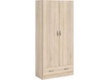 Kleiderschrank HOME AFFAIRE "Space Drehtürenschrank, Aufbewahrung Kasten Schrank Stauraum", braun (eiche), B:79,4cm H:170,4cm T:35,7cm, Holzwerkstoff, Schränke, Kleiderschrank, 2 Türen, 3 Einlegeböden und 1 breite Schublade, Breite 79 cm