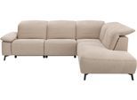 Ecksofa MUSTERRING "MR 370, intelligenter Komfort im modernen Design", beige (sand), B:288cm H:83cm T:241cm, 94% Polyester, 6% Nylon, Sofas, Ecksofa, Optionale Relaxfunktion, flexible Kopfteile & klappbare Armlehnen