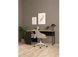 Eckschreibtisch HOME AFFAIRE "Plus", schwarz (schwar, eiche), B:145,1cm H:76,8cm T:81cm, Tische, Eckschreibtisch, Schreibtisch mit vielen Stauraummöglichkeiten, Gestell aus Metall