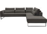 Ecksofa MUSTERRING "JustB PM100 Federkern & Kaltschaum, bequem, Breite 308cm, L-Form", grau (mocca), B:308cm H:88cm T:200cm, 85% Polyester, 15% Viskose, Sofas, Ecksofa, wahlweise mit Funktion und Kissen, mit Metallkufe, Maße 200 x 308 cm