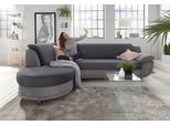 Ecksofa TRENDMANUFAKTUR "Rondo 3, zeitlos & bequem, Materialmix, L-Form, Breite 265cm", grau (grau, dunkelgrau), B:265cm H:85cm T:190cm, Kunstleder SOFTLUX / Struktur (77% Polyester; 23% Polyacryl);Luxus-Microfaser ALCAZAR (100% Polyester) / Feinstruktur (100% Polyester), Sofas, Ecksofa, wahlweise mit Federkern für mehr Komfort, wahlweise mit Bettfunktion