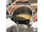 Kochtopf HENSSLERS "HENSSLERS Topf-Set - inkl. HENSSLERS Abgießhilfe", silberfarben, H:14cm L:22cm Ø:20cm, Töpfe, Kochtopf
