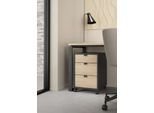 Rollcontainer HOME AFFAIRE "Sign Rollwagen Rollschrank verschiebarer Transportbehälter", grau (matt grau, jackson hickory), H:60,8cm T:48,2cm, Holzwerkstoff, Rollwagen, Rollcontainer, Zweifarbiges Design, 3 Schubladen, verschiebbar, Höhe 60 cm