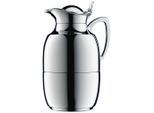 Alfi Isolierkanne Juwel, Silber, Metall, 1,0 L, doppelwandig, lebensmittelecht, Glaskolben, hält warm, kalt, schadstofffrei, Einhandbedienung, Kaffee & Tee, Kannen, Thermoskannen