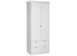 P & B Drehtürenschrank, Weiß, Holzwerkstoff, 1 Fächer, 2 Schublade(n) Schubladen, 80x200x51 cm, Schlafzimmer, Kleiderschränke, Kleiderschränke 2-türig