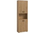 Mid.you Hochschrank, Eiche Artisan, Kunststoff, Holzoptik, 6 Fächer, 60x192x30 cm, stehend, freistehend, Badezimmer, Badezimmerschränke, Hochschränke