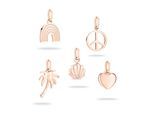 Anhänger Set TAMARIS "Multipack All About Beads Regenbogen Peace-Zeichen Palme Muschel Herz", rosa (roségoldfarben, kristallweiß, kristallweiß), Schmuckanhänger, Damen, Edelstahl, 3,4 g, mit Zirkonia (synth.)