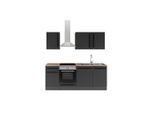 P & B , Schwarz , Holzwerkstoff , 1 Schublade(n) Schubladen , seitenverkehrt montierbar, nur wie online abgebildet bestellbar , A , 220 cm , Küche, Küchenblöcke, Küchenzeilen