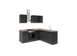 P & B , Schwarz , Holzwerkstoff , 2 Schublade(n) Schubladen , seitenverkehrt montierbar, L-Form, nur wie online abgebildet bestellbar , A , 220x175 cm ,