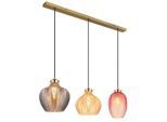 Globo , Mehrfarbig, Schwarz, Goldfarben , Metall, Glas , länglich , 25x120x90 cm , CE , Beleuchtung, Innenleuchten, Hängeleuchten, Hängeleuchten mehrflammig