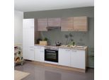 Möbelix , Weiß, Sonoma Eiche , Holzwerkstoff , 1 Schublade(n) Schubladen , einmalig seitenverkehrt montierbar, nur wie online abgebildet bestellbar , 270 cm , Made in Germany , links aufbaubar, rechts aufbaubar , Küche, Küchenblöcke, Küchenzeilen
