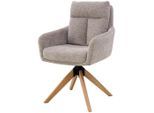 Livetastic Armlehnstuhl, Taupe, Holz, Metall, Textil, Eiche, Pappel, massiv, Sperrholz, Flachrohr, 59x92x63 cm, Sitzfläche 360° drehbar, Esszimmer, Stühle, Esszimmerstühle, Armlehnenstühle