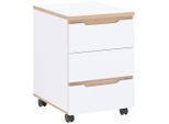 Mid.you Rollcontainer , Weiss, Eiche Artisan , Holzwerkstoff , 3 Schublade(n) Schubladen , 45x66x55 cm , Büromöbel, Container, Rollcontainer