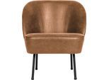 Sessel WOOOD "Vogue mit recyceltem Leder und Metallgestell B 57 x T 70 x H 69 cm", cognac, B:57cm H:69cm T:70cm, Sessel, Sessel, Tragkraft 90 kg, Gute Verschleißfestigkeit, pulverbeschichtetem