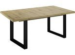 Esstisch MÄUSBACHER "Big System", schwarz feinstruktur, asteiche, schwarz feinstruktur, asteiche, B:160cm H:73cm T:90cm, Tische, Esstisch, Metallgestell in U-Form, ausziehbar