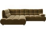 Ecksofa HOME AFFAIRE "Cozy Bubble, mit klappbarer Armlehne, Breite 289 cm", braun (messing), B:289cm H:85cm T:215cm, 100% Polyester, Sofas, Ecksofa, mit eleganter Steppung, Rundumbezug & weicher Polsterung