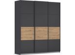 Kleiderschrank OTTO HOME "Mehrzweckschrank Aktenschrank Möbel Mietswohnung Schlafzimmer CORTONA", grau (graumetallic, eiche artisan), B:203cm H:229cm T:62cm, Holzwerkstoff, Schränke, Kleiderschrank, inkl. Inneneinteilung, 2 Stoffboxen extra Einlegeböden MADE IN GERMANY