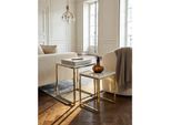 Beistelltisch Set – 2-teilig Marmoroptik Weiß Metall Gold Eckig