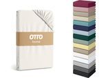 Spannbettlaken OTTO HOME "Physalis Topper COMFORT", beige (wollweiß), B:140cm L:200cm, Jersey-Elasthan, Obermaterial: 96% Baumwolle, 4% Elasthan, Bettlaken, Spannbettlaken, bis 10 cm Höhe, Bettlaken, Laken, in Comfort & Premium Qualität
