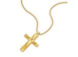 Kette mit Anhänger POLICE "Contorto Kreuz", gold (gelbgoldfarben, schwarz), Halsketten, Herren, Edelstahl, L: 55 B: 1,5mm, B:1,5mm