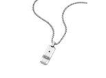 Kette mit Anhänger POLICE "Baseline", edelstahlfarben, grau, schwarz, Halsketten, Herren, Edelstahl, L: 55 B: 2,5mm, mit Zirkonia (synth.), B:2,5mm