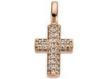Kettenanhänger JOBO "Anhänger Kreuz", rosa (roségold 585), Schmuckanhänger, Damen, SI = kleine Einschlüsse, Diamanten Roségold 585, Diamanten, Roségold 585, Kettenanhänger, 585 Roségold mit 26 Diamanten