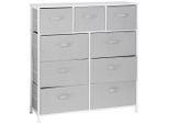 PBJ Kommode, Grau, Weiß, Metall, Textil, Holzwerkstoff, 9 Schublade(n) Schubladen, 96x104x30 cm, Wohnzimmer, Kommoden & Sideboards, Kommoden