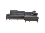 Novel Ecksofa, Grau, Metall, Eiche, 5-Sitzer, Ottomane rechts, L-Form, 282x226 cm, Stoffauswahl, seitenverkehrt erhältlich, Rücken echt, Wohnzimmer, Sofas & Couches, Wohnlandschaften, Ecksofas