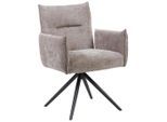 Stylife Armlehnstuhl, Schwarz, Taupe, Metall, Textil, Drehkreuz, 67x86x62 cm, Sitzfläche 360° drehbar, automatische Rückholfunktion, Esszimmer, Stühle, Esszimmerstühle, Armlehnenstühle