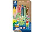 Farbstift Staedtler Noris junior, 3 in 1, Kartonetui, 6 sortierte Farben + Spitzer