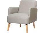 meet by Paperflow Sessel Brooks, Massivholz, Retro-Design, gepolstert, Stoffbezug, grau