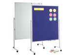 MAUL Moderationstafel Pro, Textil, blau/Whiteboard + Moderationskarten-Set mit 360 Karten und 200 Pin-Nadeln