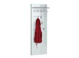Kerkamm Wandgarderobe Lugano Glas – Holzkorpus mit Glasapplikationen, Edelstahlteile, Kleiderbügelstange, 4 Haken & 4 Bügel inkl., Wandmontage, 500×280×1500 mm