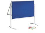 MAUL Moderationstafel Pro, klappbar, Textil/Whiteboard, blau + Moderationskarten-Set mit 360 Karten und 200 Pin-Nadeln
