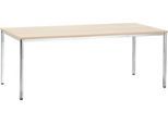 Konferenztisch, bis 6 Personen, Rechteck, 4-Fuß Quadratrohr, B 2000 x T 800 x H 720 mm, Ahorn/chromsilber