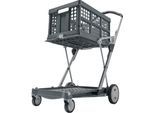 Klappmobil CLAX®, 2 Etagen, Tragkraft bis 60 kg, Lenk- & Bockrollen, inkl. 46 l Klappbox, Aluminium & Kunststoff, grau/grau