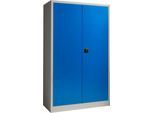 Schäfer Shop Select Materialschrank, abschließbar, 4 verzinkte Böden, 5 OH, B 1200 x T 400 x H 1935 mm, Stahl, weißaluminium/enzianblau