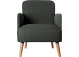 meet by Paperflow Sessel Brooks, Massivholz, Retro-Design, gepolstert, Stoffbezug, anthrazit