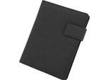 Schreibmappe Stop Ocean Plastic BELIZE RPET, DIN A5, Multifunktionsbänder, 1 Einsteckfach, Stifteschlaufe, Handy-/Tabletaufsteller, 1 Block, Magnetverschluss, RPET, anthrazit