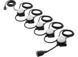 LED Arbeitsleuchtenkette Ansmann Light-Cord LC6000AC, 5 Einheiten mit jeweils 10 W, 6000 lm, 6500 K, AC-Steckdose, Hängehaken/Montagelöcher, Länge 14 m